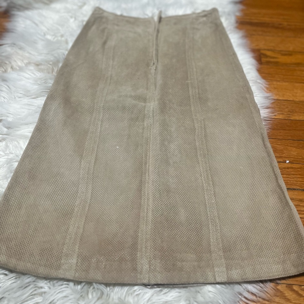 Arden B Tan A-Line Skirt %100 Leather suede size 4
